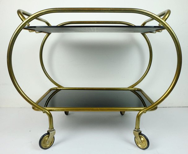 Carrello Di Servizio Tavolino Dorato Su Ruote Carrello Pranzo In Vetro - Foto 6