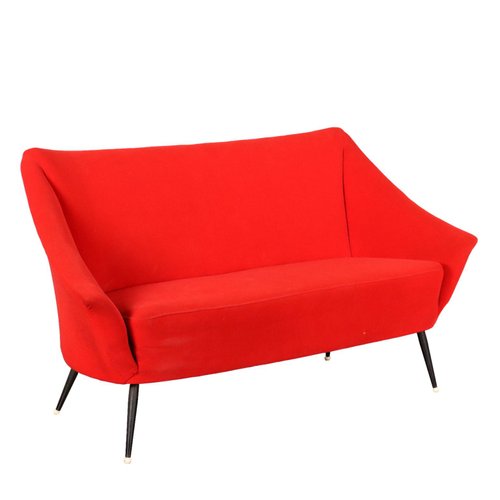 Red Fabric Sofa, Italy, 1950s1960s for sale at Pamono