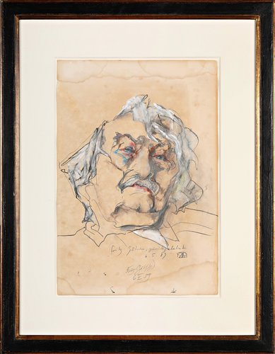 Horst Janssen, Signed Portrait, Pastel, 1989, Claude Bernard Gallery, New York for sale at Pamono Horst Janssen, Signed Portrait, Pastel, 1989, Claude Bernard Gallery, New York for sale at Pamono