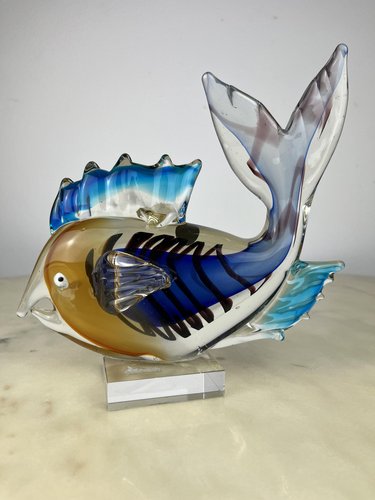 Bouteille pichet en verre poisson carpe vintage