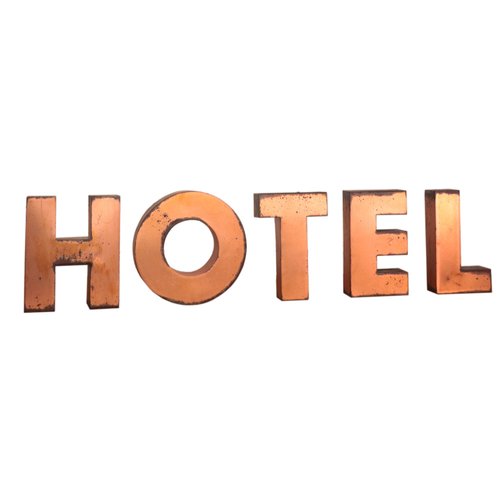 Vintage Italian Hotel Letters in Copper, 1960s, Set of 5 for sale at Pamono
