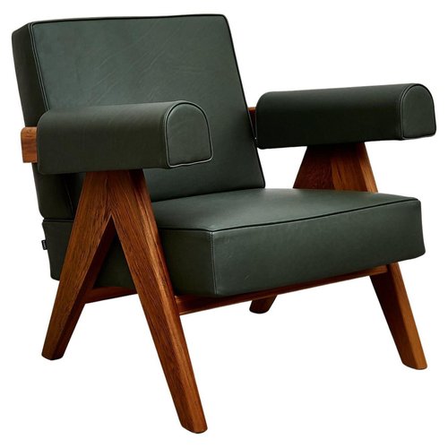 053 Capitol Complex Armchair in Teak and Green Leather by 053 Capitol Complex Armchair in Teak and Green Leather by