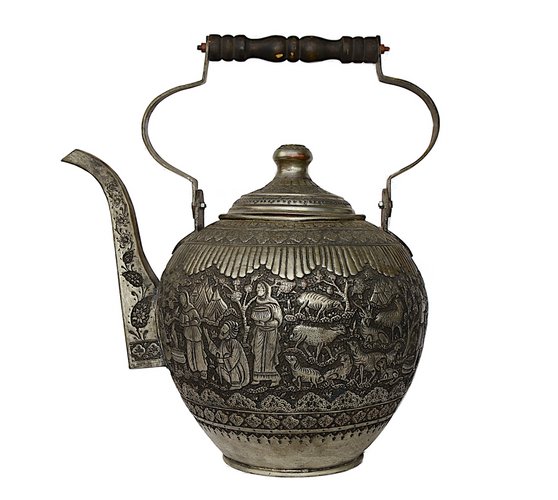 Large Copper Tea Pot with Engraving, 1940s for sale at Pamono