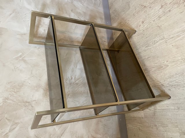 Vintage Glass and Brass Shelf, 1980 for sale at Pamono