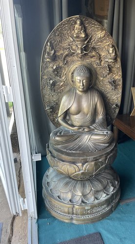 Statua di Buddha su base, inizio XIX secolo, Bronzo in vendita su Pamono