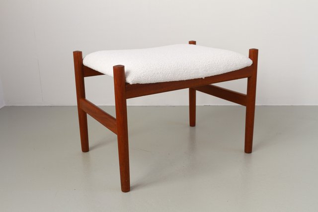 魅力的な価格 Vintage Danish Teak and Bouclé Stool by Spøttrup, 1960s for スツール