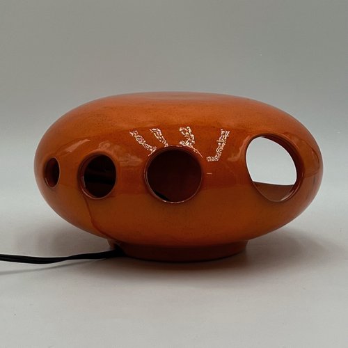 Space Age Ufo Lampe Halbkugel Plastik orange 60er 70er - plutoraker