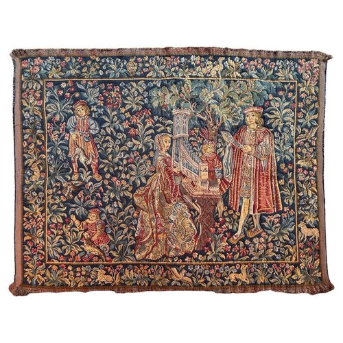 Vintage Aubusson Style Jaquar Tapestry with Medieval Museum Design