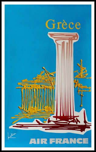 Affiche originale Air France Grande Bretagne de Georges Mathieu 1967