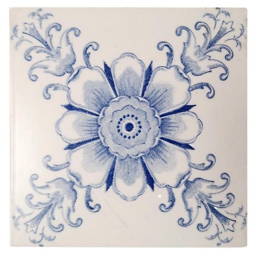 Carrelage Céramique Ancien Fleur bleue & Etoile Réf 018 - 18m2