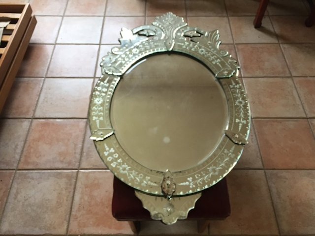 Vintage Venetian Glass Mirror 1940s For At Pamono