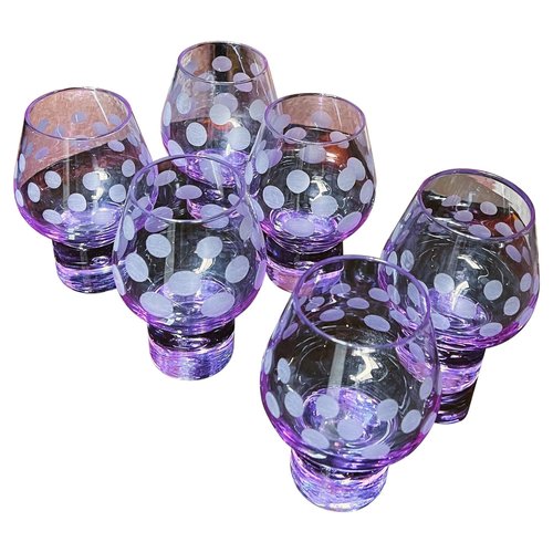 MidCentury Modern Italian Dotted Purple Drink Glasses by Arnolfo Di