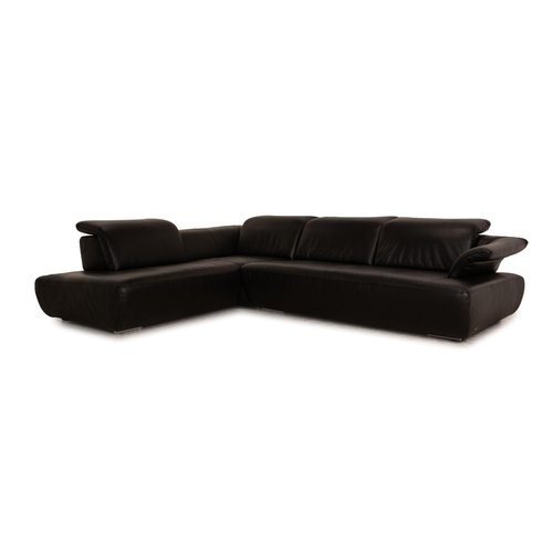 Black Corner Sofa in Leather from Koinor Avanti for sale at Pamono