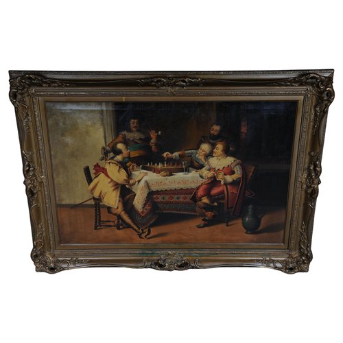 Chess Game, 1890, Oil Painting, Framed