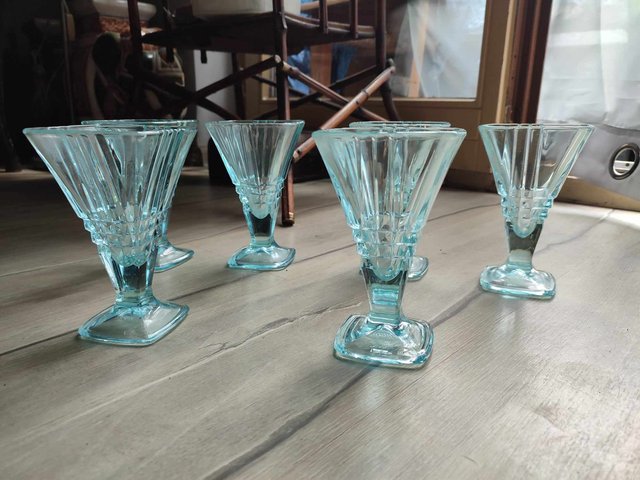 Vintage Italian Ice Cream Cups in Blue, 1970s, Set of 6 for Vintage Italian Ice Cream Cups in Blue, 1970s, Set of 6 for
