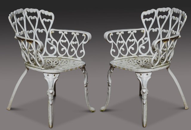 Antike Gartenstühle im Coalbrookdale Stil aus Gusseisen, 1890er, 5