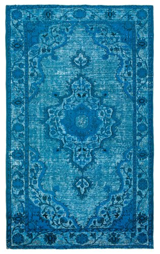 Alfombra azul grande tejida a mano de 200x300 cm, alfombra de área