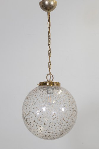 Ball Pendant Light in Seguso Glass with Gold Leaf