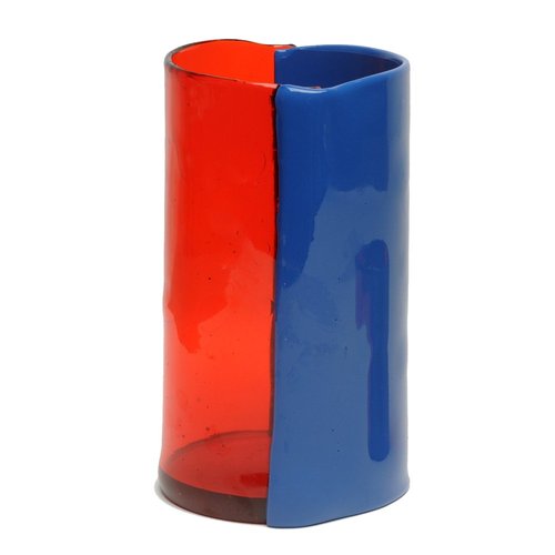 Two Lines Vases in Clear Red and Matt Dark Lavender by Enzo Mari for