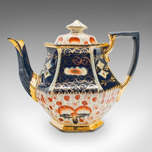 ★イマン★エミリー★たる型キャニス★ 陶器製 Antique English Victorian Ceramic Imari Pattern Teapot, 1900