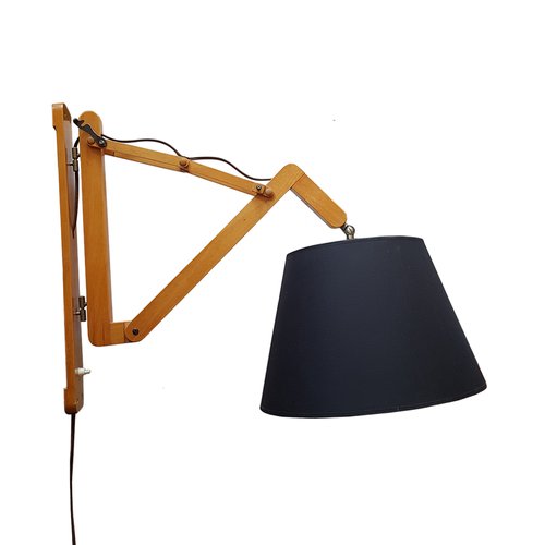 MidCentury Wooden Scissor Wall Lamp for sale at Pamono