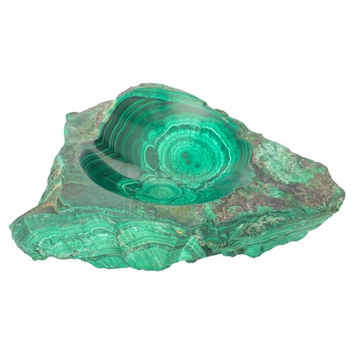 Vide-poche Ou Cendrier En Malachite Naturelle - 12x11,5 Cm - Pierre Verte Texture Unique