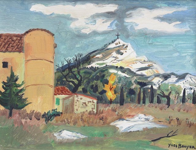 Yves Brayer, Mont Sainte-Victoire, 1960s, Oil on Canvas, Framed