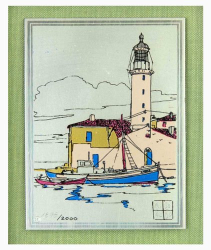 Aldo Riso, Little Port, Screenprint, 1970s for sale at Pamono