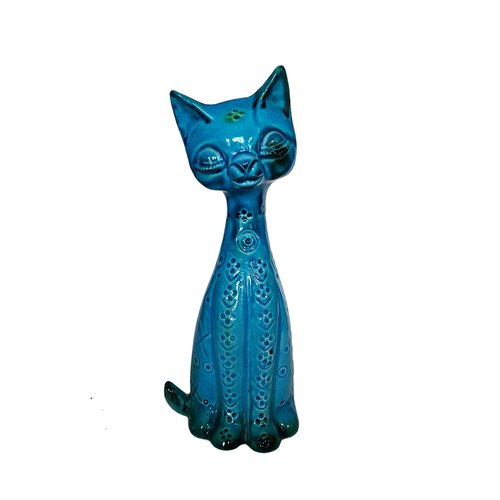 Tirelire Chat Céramique BLUECHOLON - Avec Couvercle Et Clé - Blanc Ou Noir - 16x11 Cm