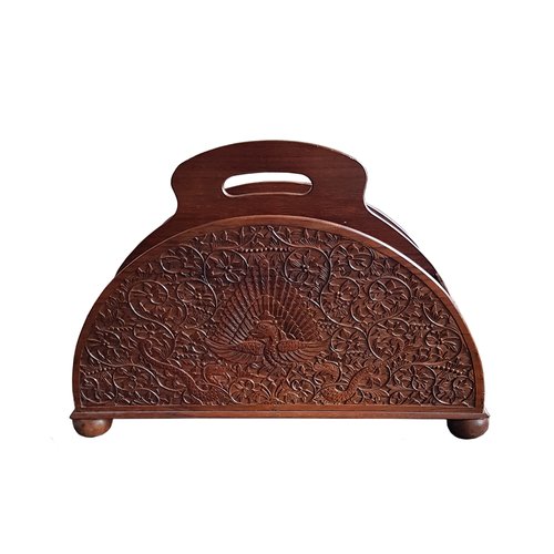 Indonesian Colonial Art Deco Hand Carved Wooden Magazine Rack for sale ...
