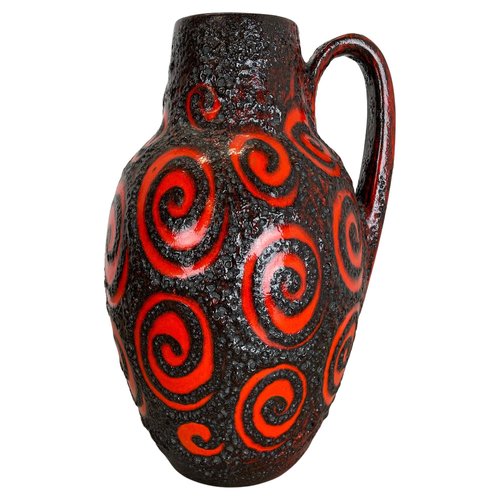 工芸品 70s Fat Lava wave Large Pottery Fat Lava Super Glaze Floor Vase from Scheurich