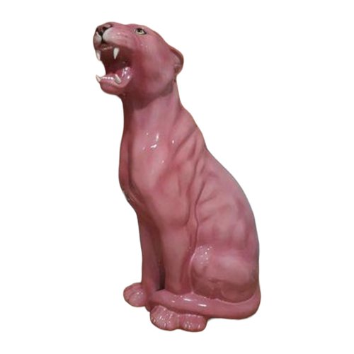 Vintage Italian Porcelain Pink Panther Statue, 1980s for sale at Pamono