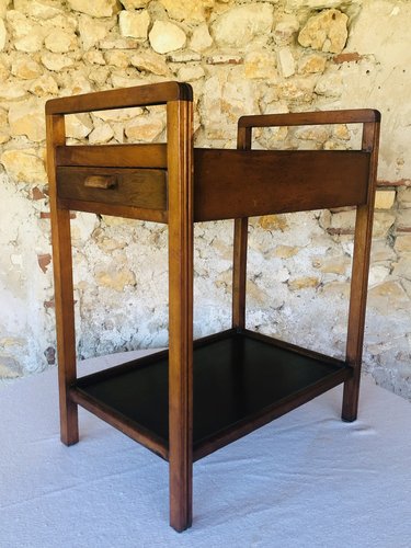 Table Bar Roulante de Service en Acajou et Laiton – 1970