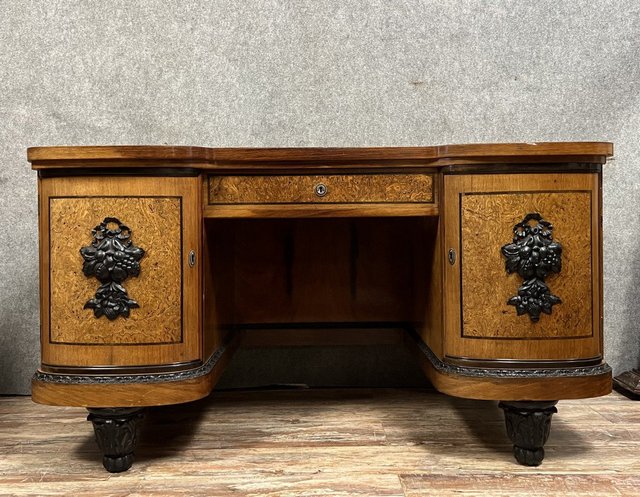 NÉCESSAIRE DE BUREAU style art déco en bois (loupe de thuya et