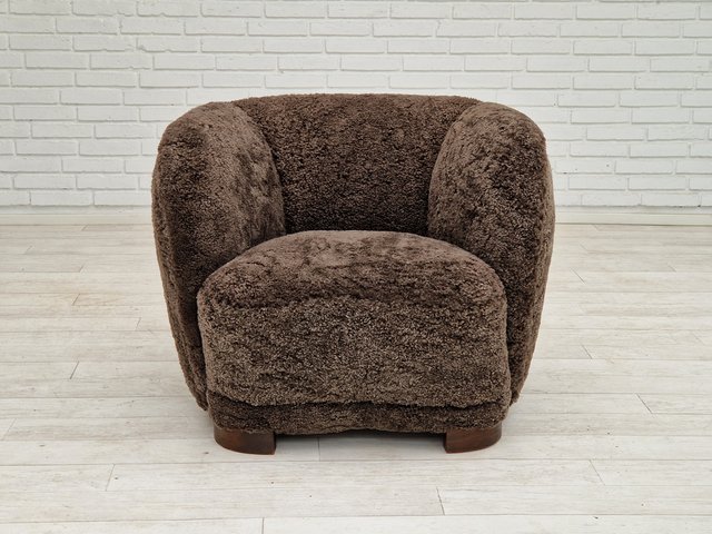 Vintage Danish Relax Chair in New Zealand Sheepskin, 1950s for sale at ...