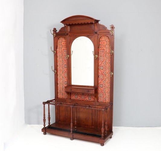 American Walnut Victorian Coat Stand with Umbrella Stand, 1890s for