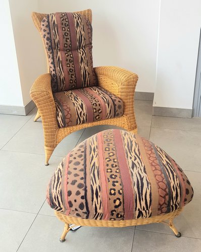 Set of Jungle Style Lounge Chair with Ottoman from Rolf Benz