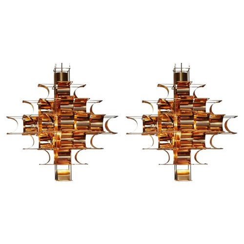 Copper Cassiope 9 Level Suspension Lamps by Sebastien Sauze, Set of 2 ...