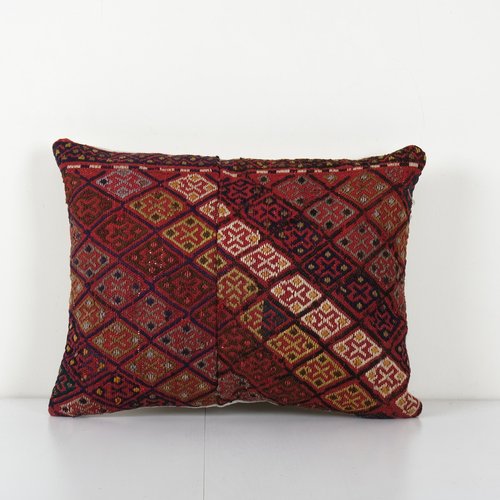 Fodera per cuscino lungo Cicim Jajim in lana rossa turca in vendita su  Pamono