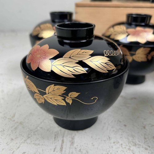 Japanese Lacquerware Rice Bowls, 1950s, Set of 10 for sale at Pamono