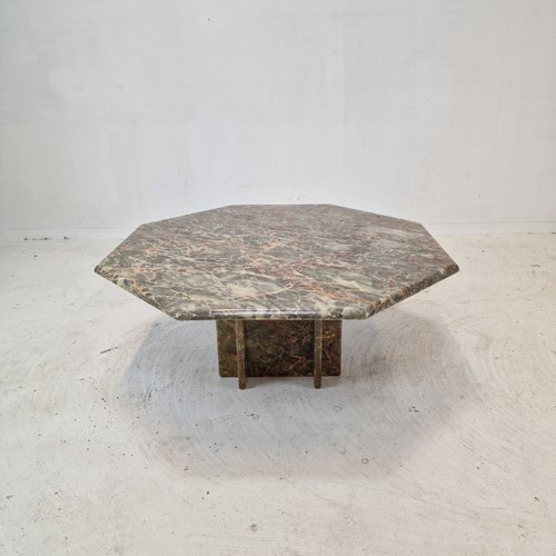 Italian Octagon Marble Coffee Table 1980s for sale at Pamono