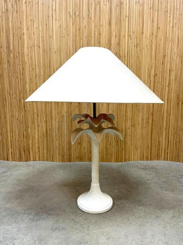 LAMPADA DA TAVOLO CLASSICA H40 IN CERAMICA BIANCA CON PARALUME IN TESSUTO COLORE SABBIA LIGHT - Shop Online