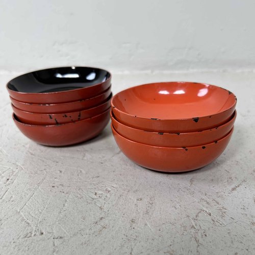 Japanese Urushi Wooden Bowls, Set of 7 for sale at Pamono