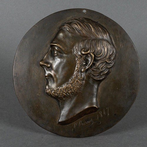 Bronze Medallion of Mans Profile, 1847 for sale at Pamono