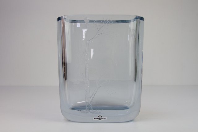Swedish Blue Crystal Vase by Asta Strömberg for