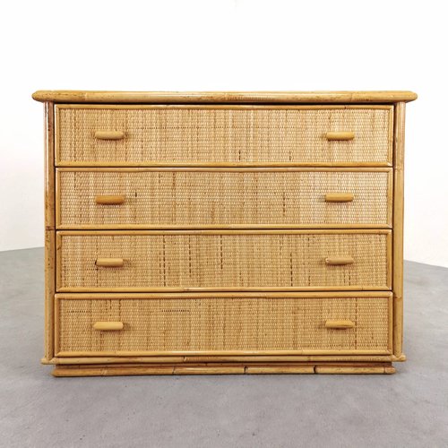 Vintage Kommode aus Korbgeflecht, Bambus, Rattan im Stil von Tito