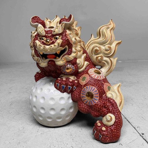 Japanese Shishi Lion Kutani Ware Shinki Period, 1930s for sale at