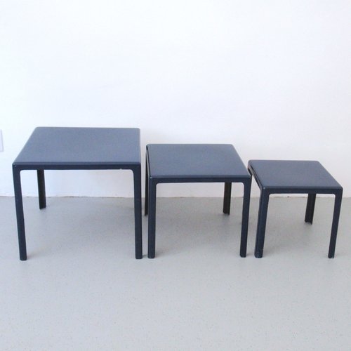 Blue Nesting Tables, 1970s, Set of 3 for sale at Pamono