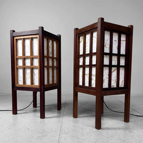 Antique Japanese Shoji Floor Lamps, 1920s, Set of 2 for sale at Pamono