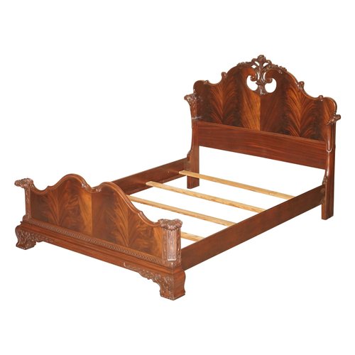 Antique Victorian Flamed Hardwood Double Bed Frame 1880s for sale at Pamono